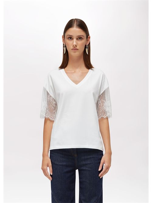 T-shirt con pizzo BLUGIRL BLUMARINE | RA6132J5003/11111
